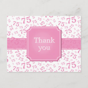 Danke 75 Zahlenmuster Rosa/Weiße Postkarte
