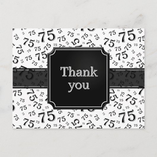 Danke 75 Zahlenmuster Schwarz/Weiß Postkarte (Vorderseite)