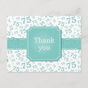 Danke 75 Zahlenmuster Türkis/Weiß Postkarte