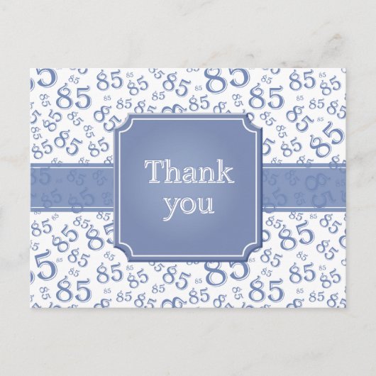 Danke 85 Zahlenmuster Blau/Weiß Postkarte (Vorderseite)
