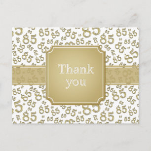 Danke 85 Zahlenmuster Gold/Weiß Postkarte
