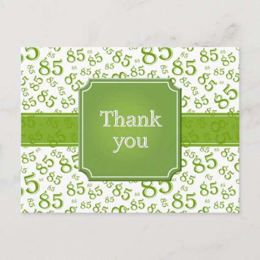 Danke 85 Zahlenmuster Grün/Weiß Postkarte (Vorderseite)