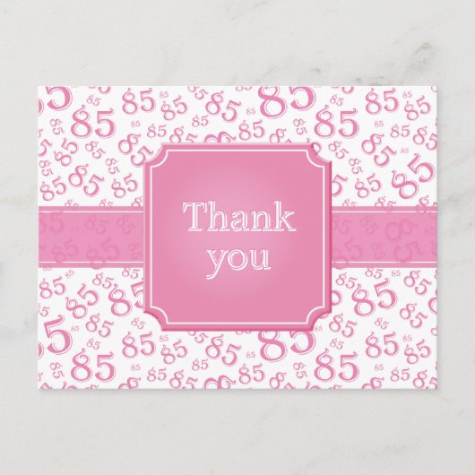 Danke 85 Zahlenmuster Rosa/Weiß Postkarte (Vorderseite)