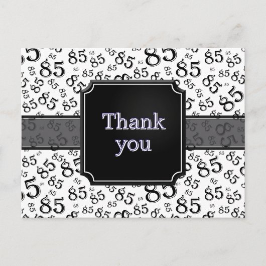 Danke 85 Zahlenmuster Schwarz/Weiß Postkarte (Vorderseite)