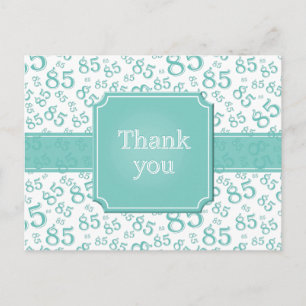Danke 85 Zahlenmuster Türkis/Weiß Postkarte