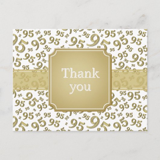 Danke 95 Zahlenmuster Gold/Weiß Postkarte (Vorderseite)