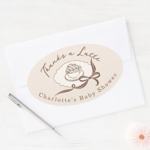 Danke A Latte Cafe Bebe Kaffee Bogen Baby Shower Ovaler Aufkleber