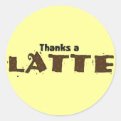 Danke A Latte Runder Aufkleber (Vorderseite)