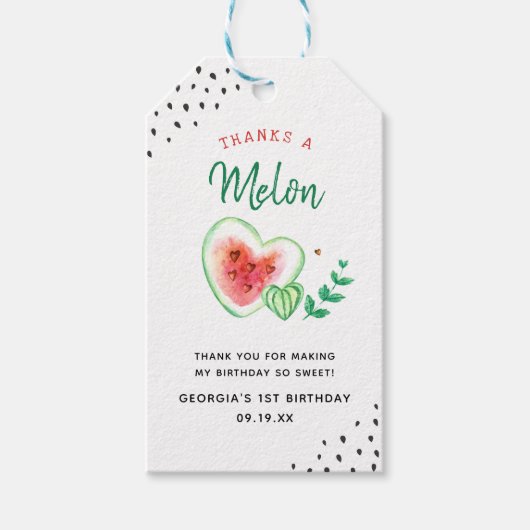 Danke A Melon | Watermelon Birthday Danke Geschenkanhänger (Vorderseite)