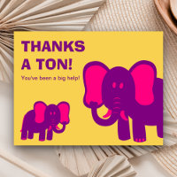 Danke A Ton | Niedliche rosa Elefanten Vielen Dank