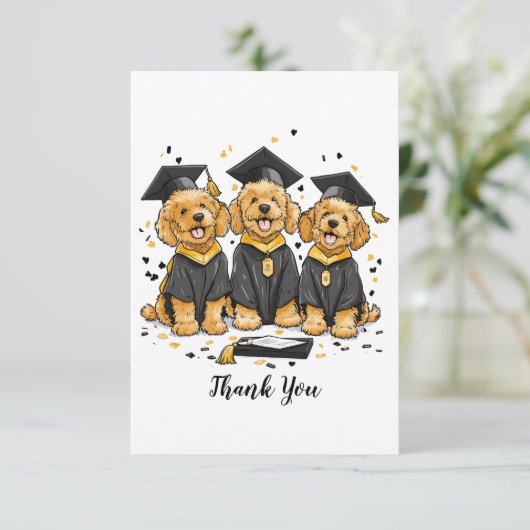 Danke Abschluss Goldendoodle Hunde (Stehend Vorderseite)