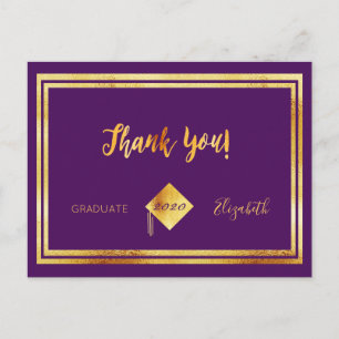 Danke Abschluss lila Gold Postkarte
