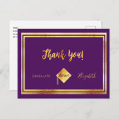 Danke, Abschluss lila Gold Postkarte (Vorne/Hinten)