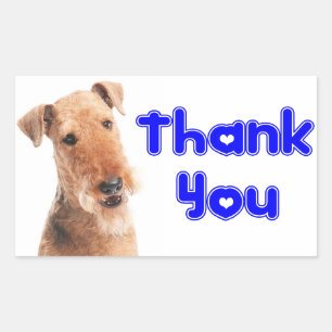 Danke Airedale Welpenhund Sticker / Etikett