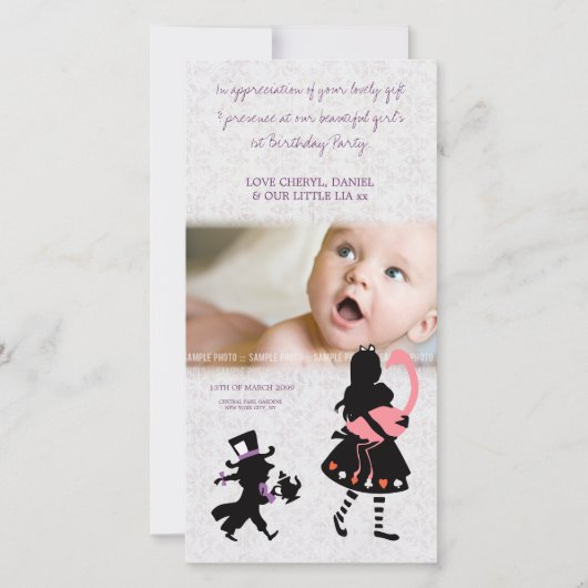 Danke Alice im Wunderland Baby Foto Card (Vorderseite)