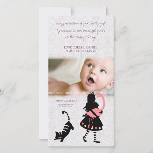 Danke Alice im Wunderland-Baby-Foto-Karte (Vorderseite)