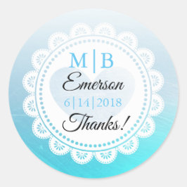 Danke an Aqua Blue Personalisiert Wedding Stickers