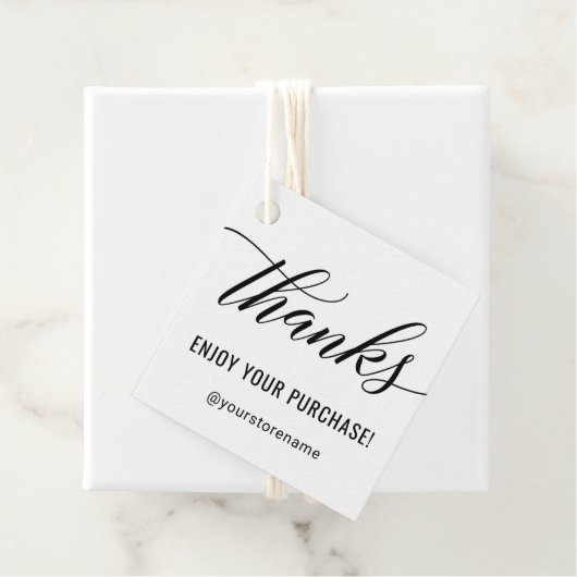 Danke an Black Modern Script White Danke Geschenkanhänger (Beispiel)