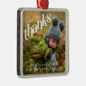 Danke an Blessings Baby Foto Gray Ornament Aus Metall (Rechts)