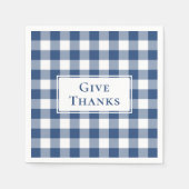 Danke an Blue White Gingham Karo Erntedank Serviette (Vorderseite)
