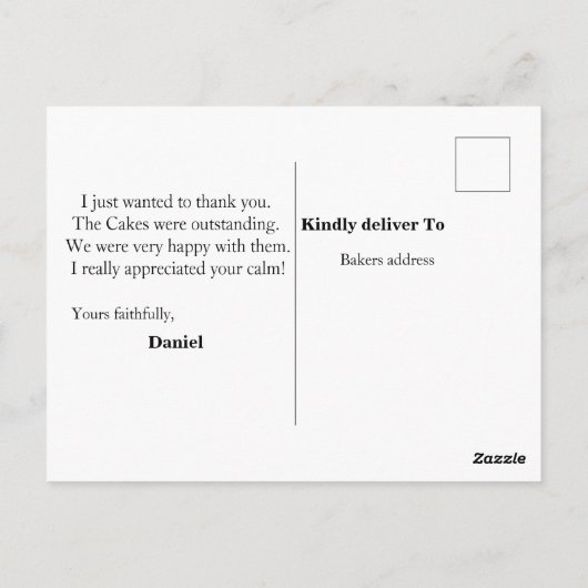 Danke an Cakes Postkarte (Rückseite)