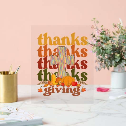 Danke an Cross Pumpkin Acrylschild (Hochzeit)