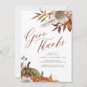 Danke an das Abendessen mit Aquarell Erntedank Einladung (Vorderseite)