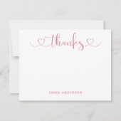 Danke an das moderne Pink Heart Script Personalisi (Vorderseite)
