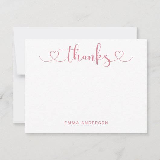 Danke an das moderne Pink Heart Script Personalisi (Vorderseite)