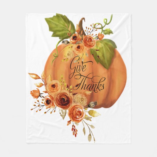Danke an den blumigen Kürbis Classic Fleecedecke (Vorderseite)