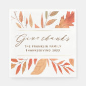 Danke an den Erntedank von Watercolor-Herbstlauben Serviette (Vorderseite)