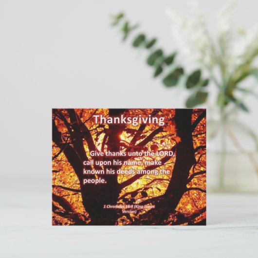 Danke an den Herrn 1 Chroniken 16:8 Postkarte (Stehend Vorderseite)