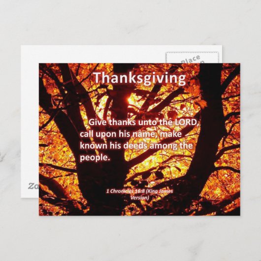 Danke an den Herrn 1 Chroniken 16:8 Postkarte (Vorne/Hinten)