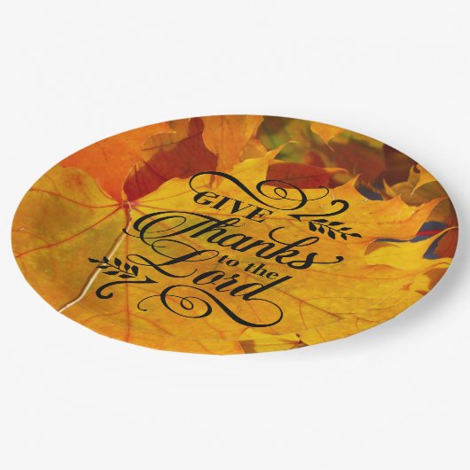 Danke an den Herrn Beautiful Herbstlaubs Pappteller (Schrägansicht)