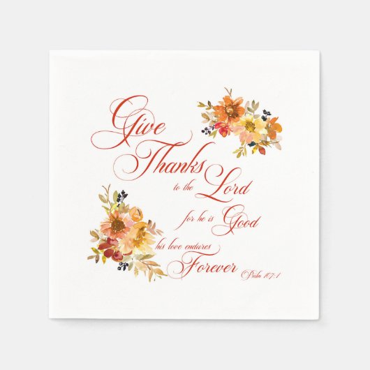 Danke an den Herrn Fall Aquarellblume Serviette (Vorderseite)