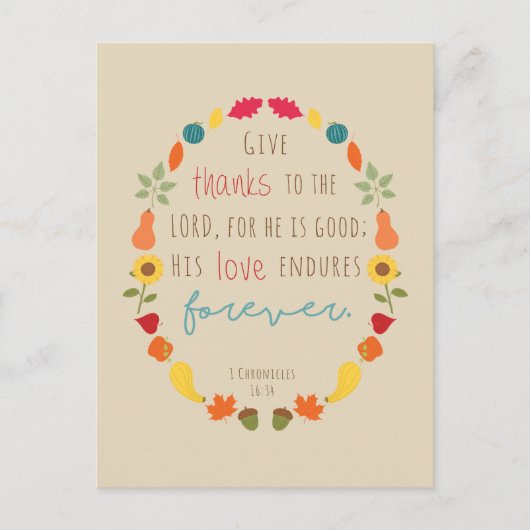 Danke an den Herrn, Fall Bibel Verse Postcard Postkarte (Vorderseite)