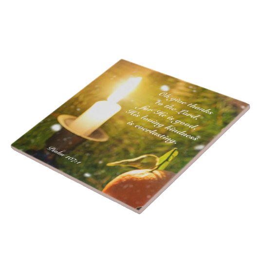 Danke an den Herrn Psalm 107 Rustikale Kerze Fliese (Seite)