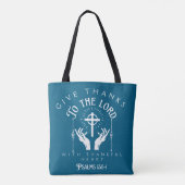 Danke an den Herrn | Psalm 136:1 Christlich Tasche (Rückseite)