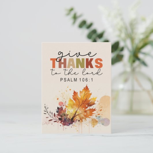 Danke an den Lord Erntedank Bible Verse Postkarte (Stehend Vorderseite)