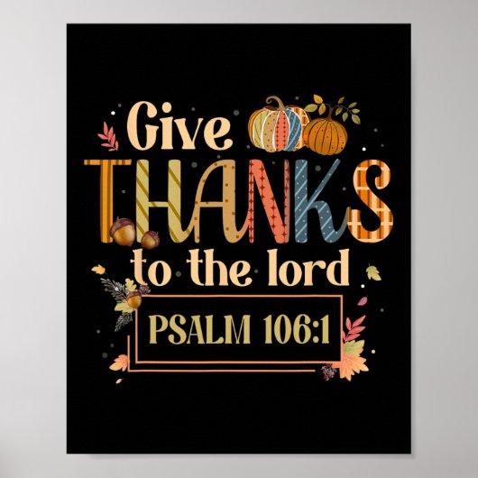 Danke an den Lord Erntedank Bible Verse S Poster (Vorne)