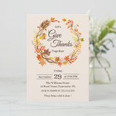 Danke an den Rustikal Herbstlaubs Erntedank Einladung (Stehend Vorderseite)