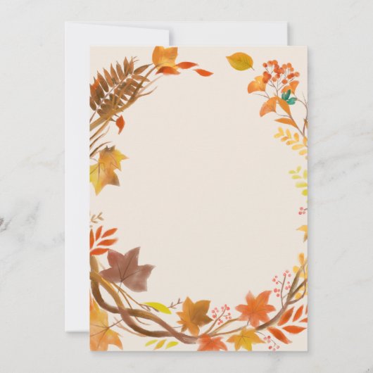 Danke an den Rustikal Herbstlaubs Erntedank Einladung (Rückseite)