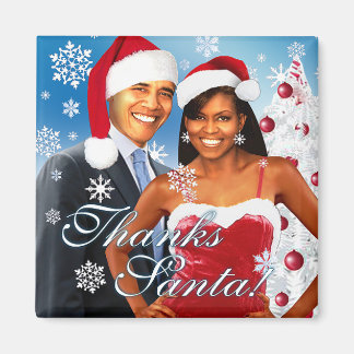 Danke an den Weihnachtsmann! Barack und Michelle M Magnet