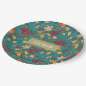 Danke an die Blätter Pattern Country Erntedank Pappteller (Schrägansicht)