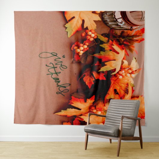Danke an die Herbstlaub Erntedank Wandteppich (Beispiel (Horizontal))