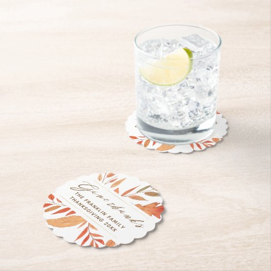 Danke an die Herbstlaub Rustic Erntedank Untersetzer (Vor Ort)