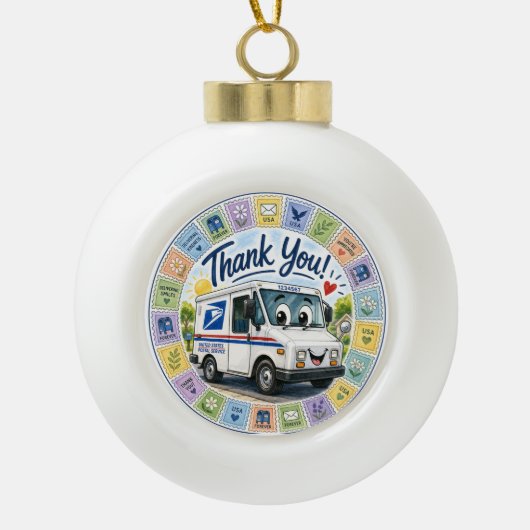 Danke an die Postmitarbeiter  Keramik Kugel-Ornament (Vorderseite)