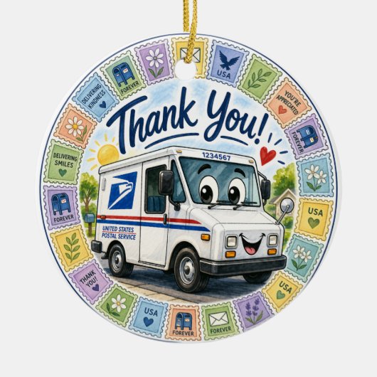 Danke an die Postmitarbeiter Keramik Ornament (Vorne)