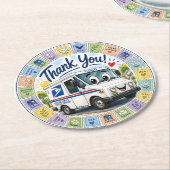 Danke an die Postmitarbeiter  Runder Pappuntersetzer (Angewinkelt)