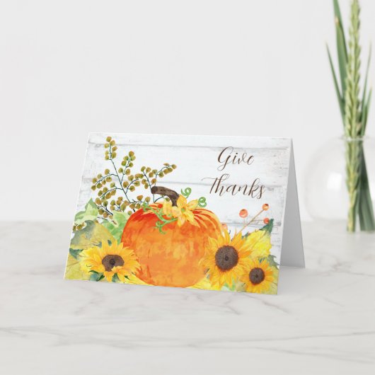 Danke an die Rustic Pumpkin and Sunflowers Card Karte (Vorderseite)